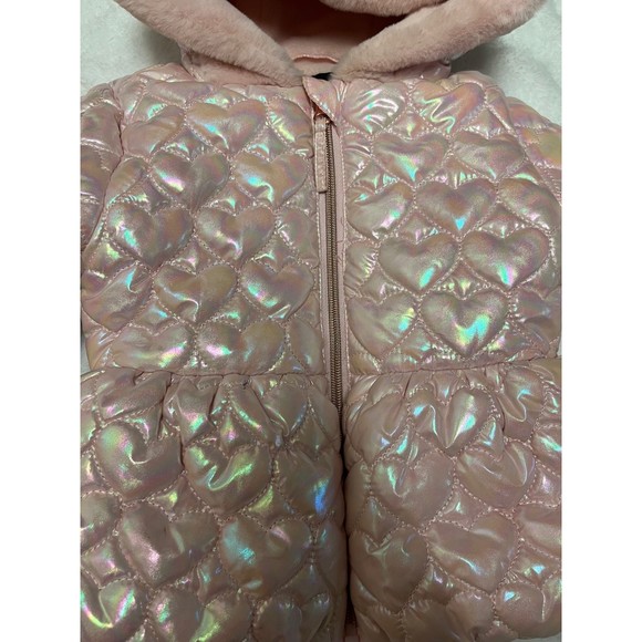 Pink Pearlized Puffer Heart Stitch Kids Jacket Size 24 months by Rothschild - Picture 2 of 6